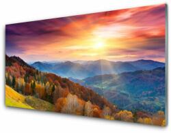  tulup. hu Üvegkép A Sun Mountain Forest Landscape 140x70 cm 2 fogas