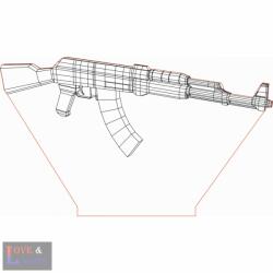 Love & Lights AK-47-es típusú lőfegyver mintás 3D illúzió lámpa