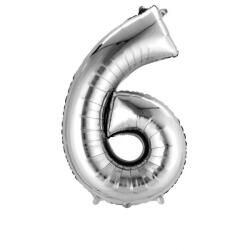 Grabo Balon folie cifra 6 argintiu 66cm