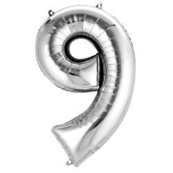 Grabo Balon folie cifra 9 argintiu 66cm