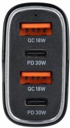 Autós töltő USB QC 3.0 + 2x Type-C PD CC53-2A2C (összesen 66W)