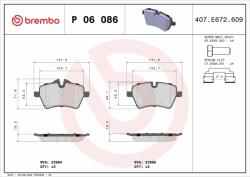BREMBO fékbetétkészlet, tárcsafék BREMBO P 06 086 (P 06 086)