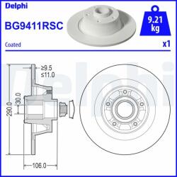 DELPHI Tarcza Hamulcowa Tyl Z Loz (bg9411rsc)