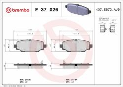 BREMBO fékbetétkészlet, tárcsafék BREMBO P 37 026 (P 37 026)