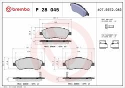 BREMBO fékbetétkészlet, tárcsafék BREMBO P 28 045X (P 28 045X)