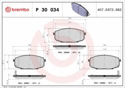 BREMBO fékbetétkészlet, tárcsafék BREMBO P 30 034X (P 30 034X)