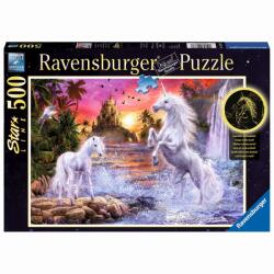 Ravensburger Puzzle Ravensburger Glow in the dark - Unicorni la rau, 500 piese (4005556148738) Joc de societate