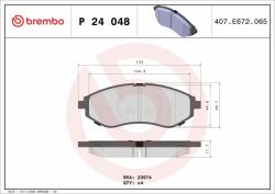 BREMBO fékbetétkészlet, tárcsafék BREMBO P 24 048 (P 24 048)