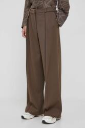 Calvin Klein nadrág gyapjú keverékből barna, magas derekú széles - barna 34 - answear - 79 990 Ft