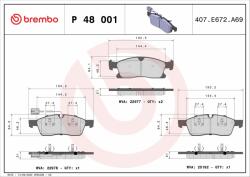 BREMBO fékbetétkészlet, tárcsafék BREMBO P 48 001 (P 48 001)