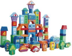 Eco Toys Set educational cu blocuri din lemn 100 piese orasel Ecotoys SR19001