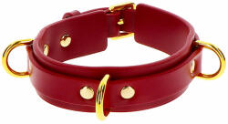 TABOOM Choker Taboom Bondage Red Faux Leather Deluxe D-Ring Collar