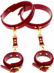 TABOOM Set de Manșete pentru Mâini și Coapse Taboom Bondage Red Faux Leather