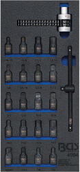 BGS technic Betétek olajteknőkhöz / olajszűrő-lánckulcsok, 22 darabos, tálcán (4094)