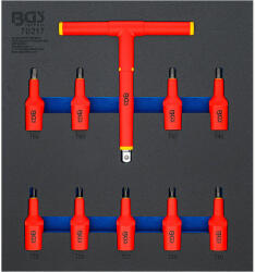 BGS technic VDE behajtófej készlet, 1/2", T-profil (Torx) T20 - T55, 10 darabos, tálcán (70217)