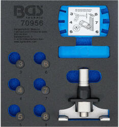 BGS Technic Fogazott szíj feszességvizsgáló és mérőeszköz-készlet, tálcán (70956)