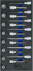 BGS technic Behajtófej-készlet, belső bordázattal (XZN), 22 darabos, tálcán (4118)