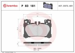 BREMBO fékbetétkészlet, tárcsafék BREMBO P 83 181 (P 83 181)