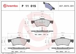 BREMBO fékbetétkészlet, tárcsafék BREMBO P 11 015 (P 11 015)