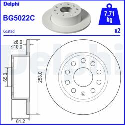 DELPHI Tarcza Hamulcowa Tyl (bg5022c)