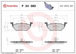 BREMBO fékbetétkészlet, tárcsafék BREMBO P 24 085 (P 24 085)