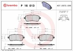 BREMBO fékbetétkészlet, tárcsafék BREMBO P 16 013X (P 16 013X)