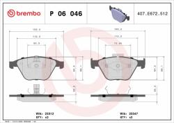 BREMBO fékbetétkészlet, tárcsafék BREMBO P 06 046 (P 06 046)