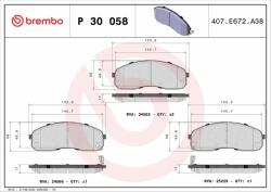 BREMBO fékbetétkészlet, tárcsafék BREMBO P 30 058 (P 30 058)