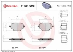BREMBO fékbetétkészlet, tárcsafék BREMBO P 59 098 (P 59 098)