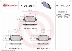 BREMBO fékbetétkészlet, tárcsafék BREMBO P 09 027 (P 09 027)