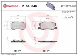 BREMBO fékbetétkészlet, tárcsafék BREMBO P 54 046 (P 54 046)