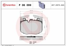 BREMBO fékbetétkészlet, tárcsafék BREMBO P 06 099 (P 06 099)