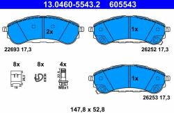 ATE fékbetétkészlet, tárcsafék ATE 13.0460-5543.2