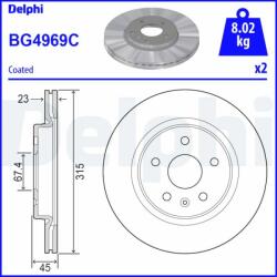 DELPHI Tarcza Hamulcowa Tyl (bg4969c)