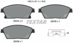 TEXTAR fékbetétkészlet, tárcsafék TEXTAR 2503401 (2503401)
