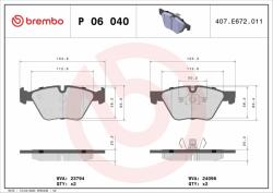 BREMBO fékbetétkészlet, tárcsafék BREMBO P 06 040 (P 06 040)