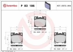 BREMBO fékbetétkészlet, tárcsafék BREMBO P 83 186 (P 83 186)
