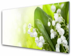  tulup. hu Modern üvegkép Levelek virágok gyöngyvirág rét 125x50 cm 4 fogas