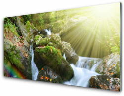  tulup. hu Fali üvegkép Rainbow Waterfall Nature patak 140x70 cm 2 fogas