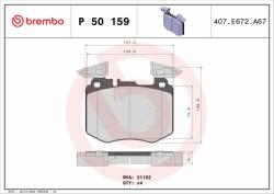 BREMBO fékbetétkészlet, tárcsafék BREMBO P 50 159 (P 50 159)