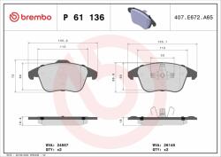 BREMBO fékbetétkészlet, tárcsafék BREMBO P 61 136 (P 61 136)