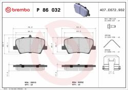 BREMBO fékbetétkészlet, tárcsafék BREMBO P 86 032 (P 86 032)