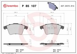 BREMBO fékbetétkészlet, tárcsafék BREMBO P 85 107 (P 85 107)
