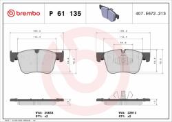 BREMBO fékbetétkészlet, tárcsafék BREMBO P 61 135X (P 61 135X)