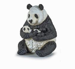 Papo Urs Panda Sezand Cu Pui In Brate Figurina