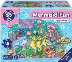 Orchard Toys Puzzle De Podea & Poster Distractia Sirenelor 'Mermaid Fun', 15 Piese