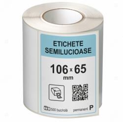 LabelLife Rola etichete autoadezive semilucioase 100x65 mm, adeziv permanent, 500 etichete rola (ER07R100X65CA)