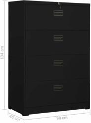 vidaXL fekete acél irattartó szekrény 90 x 46 x 134 cm (336296) - pepita