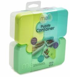 Melii Snack box Puzzle 850 ml - verde, lime, albastru (15100) Set pentru masa bebelusi