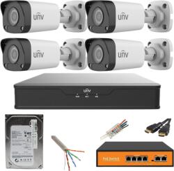 UNV Sistem supraveghere UNV 4 camere IP 5MP IR 30M PoE NVR 4 canale cu accesorii HDD 500GB incluse (40457-)